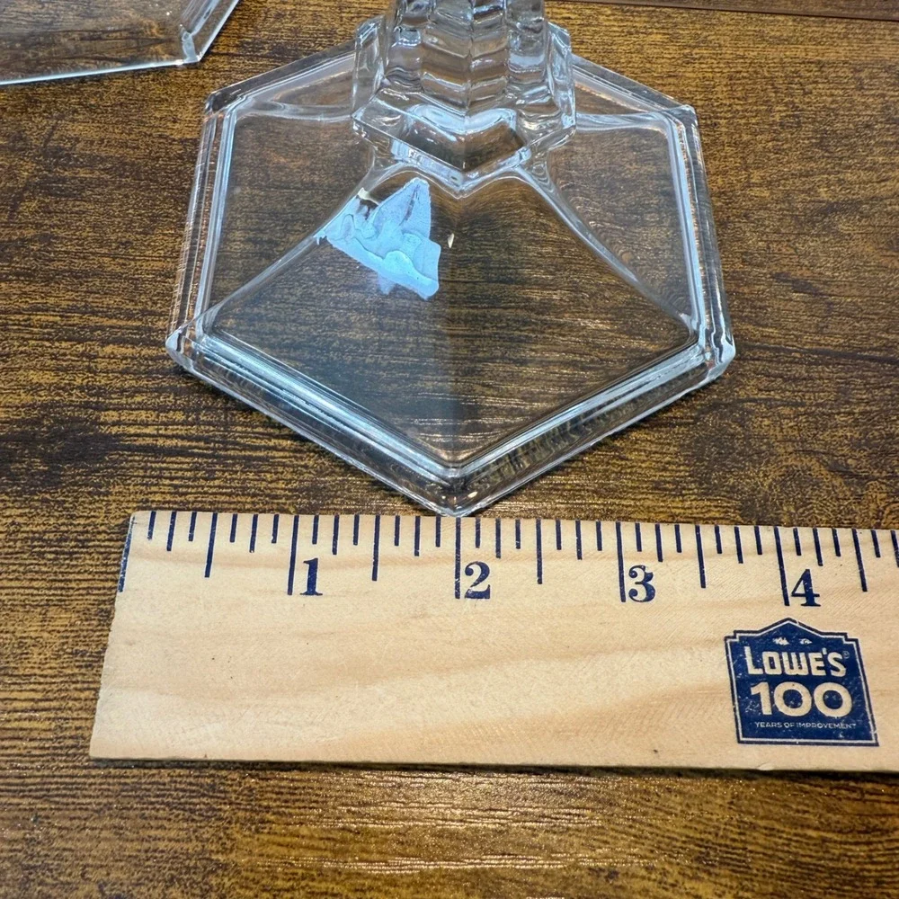 Clear Glass Candlestick‎ Holders - Modern Geometric 2 Candle Holders Set Holiday